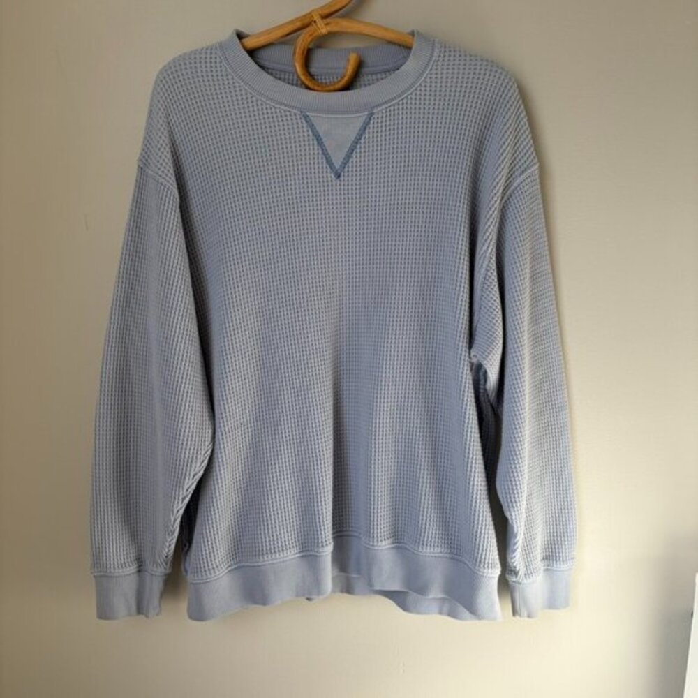 Aerie Light Blue Waffle Knit Crewneck Sweatshirt Women's Medium